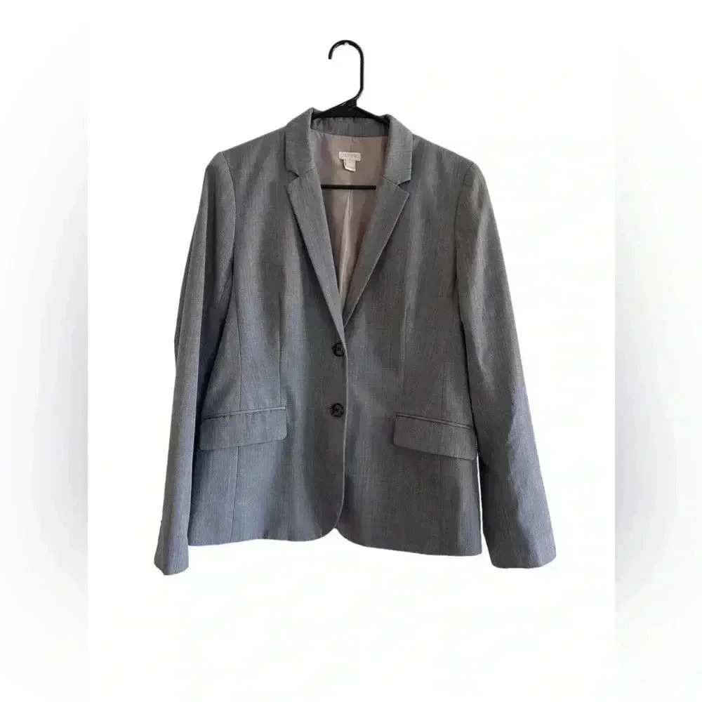J.CREW GREY 2 BUTTON FRONT BLAZER SIZE 10